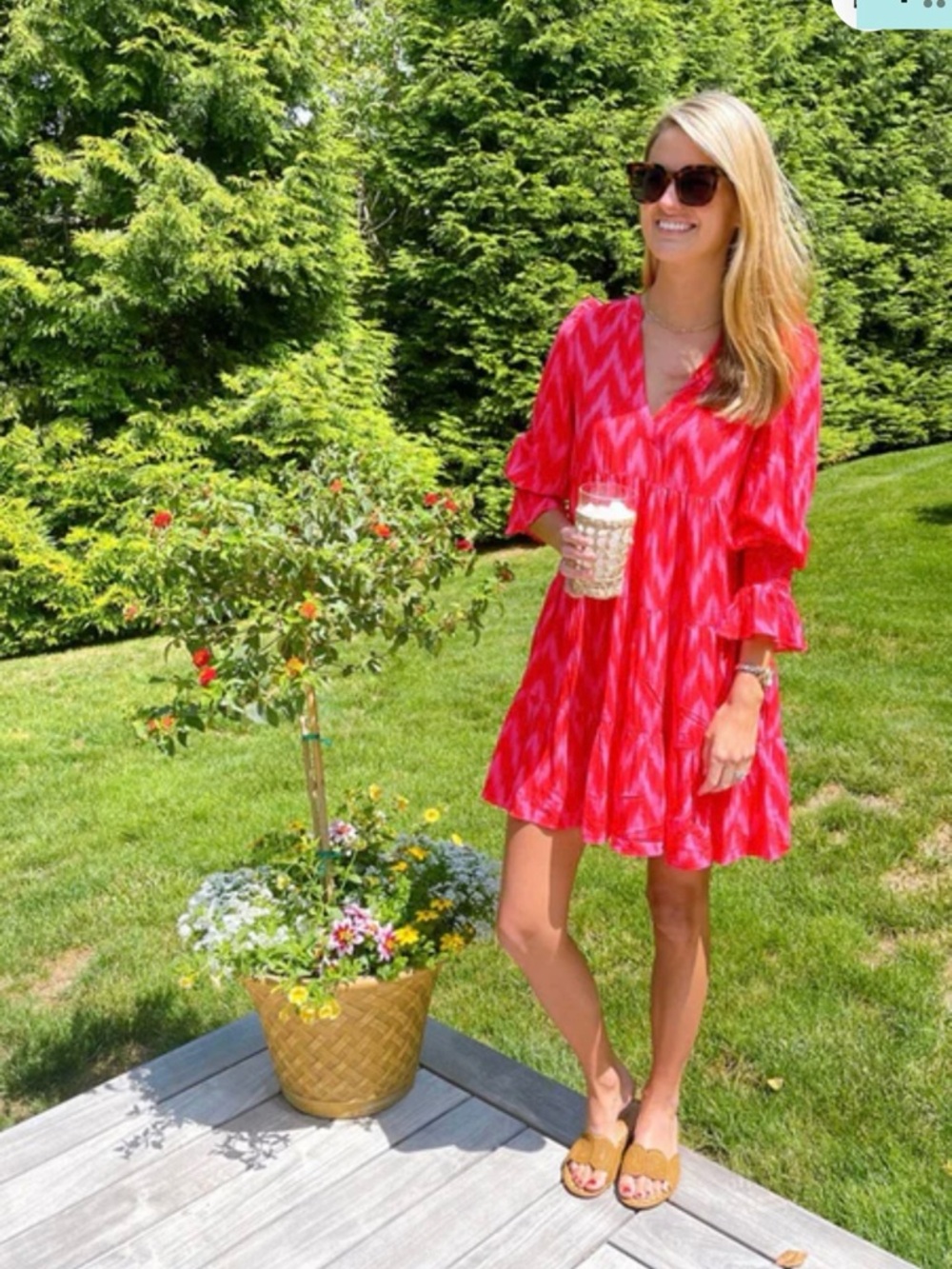 Pomander Place Hot Pink Ikat-Tiered Tunic